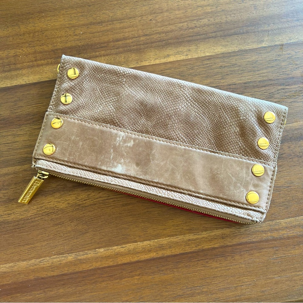 Hammitt Ryan leather clutch in tan